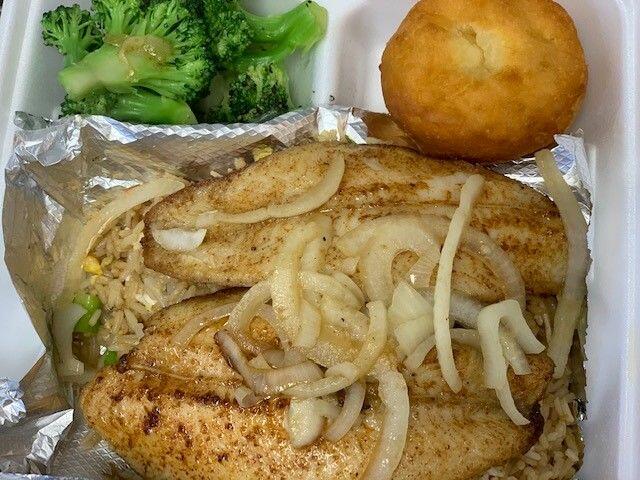 Grilled Blackened Fish w-Veggie Fried Rice